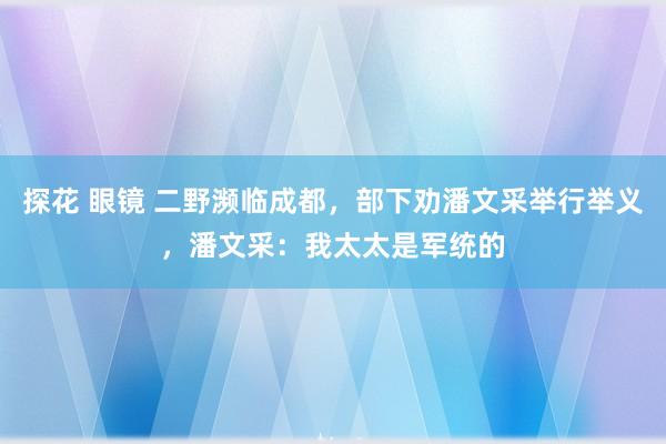 探花 眼镜 二野濒临成都，部下劝潘文采举行举义，潘文采：我太太是军统的