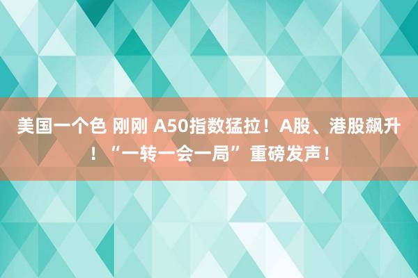 美国一个色 刚刚 A50指数猛拉！A股、港股飙升！“一转一会一局” 重磅发声！