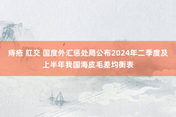 痔疮 肛交 国度外汇惩处局公布2024年二季度及上半年我国海皮毛差均衡表