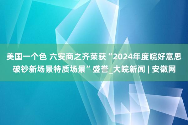 美国一个色 六安商之齐荣获“2024年度皖好意思破钞新场景特质场景”盛誉_大皖新闻 | 安徽网