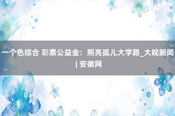 一个色综合 彩票公益金：照亮孤儿大学路_大皖新闻 | 安徽网