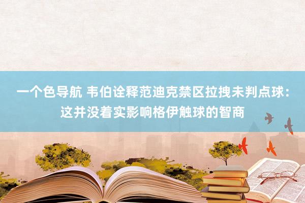 一个色导航 韦伯诠释范迪克禁区拉拽未判点球：这并没着实影响格伊触球的智商