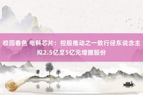 校园春色 电科芯片：控股推动之一致行径东说念主拟2.5亿至5亿元增握股份