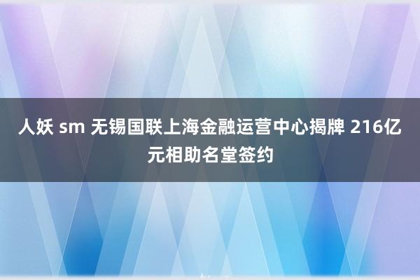 人妖 sm 无锡国联上海金融运营中心揭牌 216亿元相助名堂签约