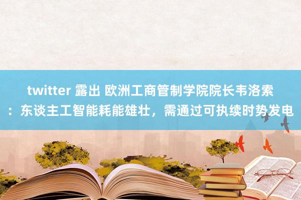 twitter 露出 欧洲工商管制学院院长韦洛索：东谈主工智能耗能雄壮，需通过可执续时势发电