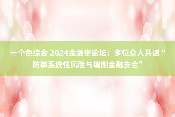 一个色综合 2024金融街论坛：多位众人共话“防御系统性风险与编削金融安全”