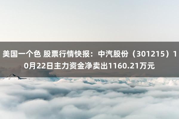 美国一个色 股票行情快报：中汽股份（301215）10月22日主力资金净卖出1160.21万元