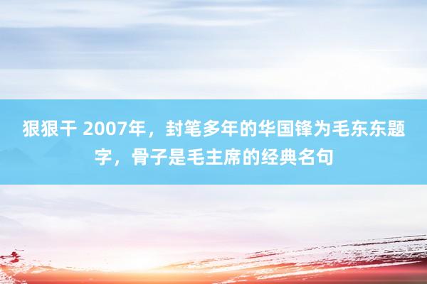 狠狠干 2007年，封笔多年的华国锋为毛东东题字，骨子是毛主席的经典名句