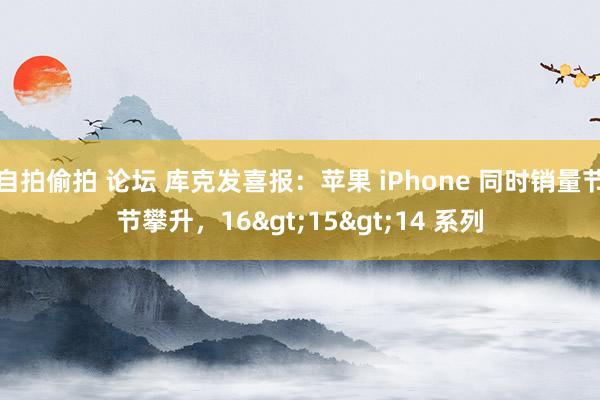 自拍偷拍 论坛 库克发喜报：苹果 iPhone 同时销量节节攀升，16>15>14 系列