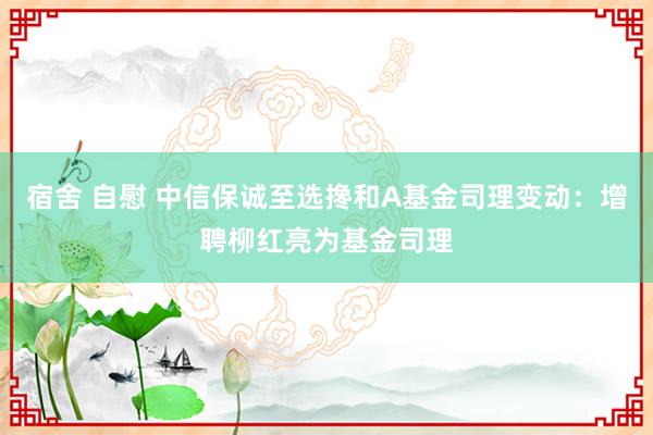 宿舍 自慰 中信保诚至选搀和A基金司理变动：增聘柳红亮为基金司理