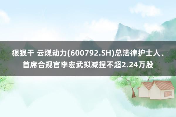 狠狠干 云煤动力(600792.SH)总法律护士人、首席合规官李宏武拟减捏不超2.24万股