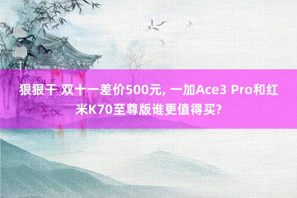 狠狠干 双十一差价500元， 一加Ace3 Pro和红米K70至尊版谁更值得买?