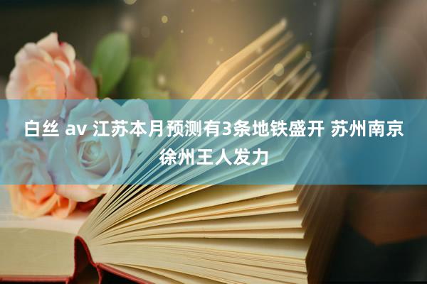 白丝 av 江苏本月预测有3条地铁盛开 苏州南京徐州王人发力