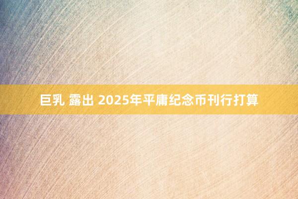 巨乳 露出 2025年平庸纪念币刊行打算