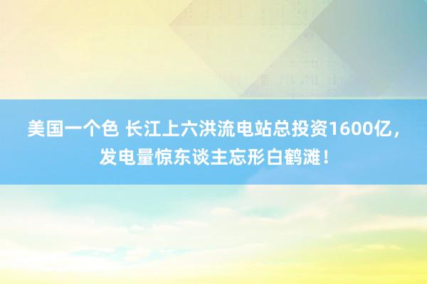 美国一个色 长江上六洪流电站总投资1600亿，发电量惊东谈主忘形白鹤滩！