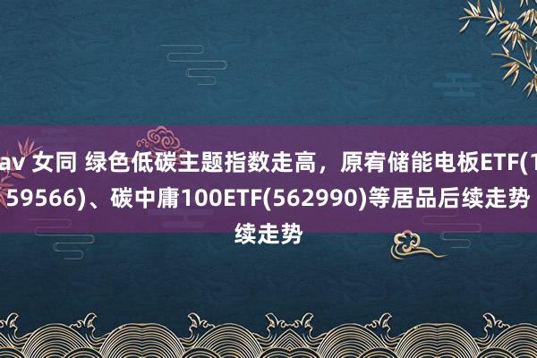 av 女同 绿色低碳主题指数走高，原宥储能电板ETF(159566)、碳中庸100ETF(562990)等居品后续走势